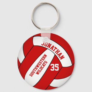 red white personalised boys volleyball key ring