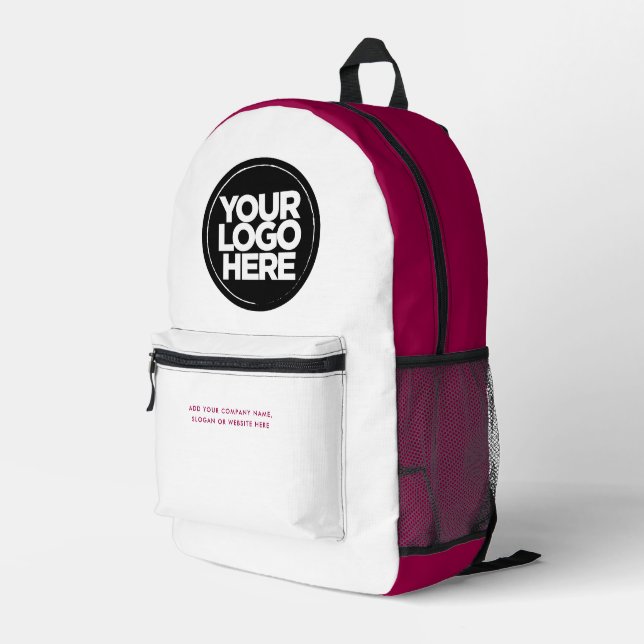 Red White | Personalised Corporate Logo and Text Printed Backpack (Back Corner Right)
