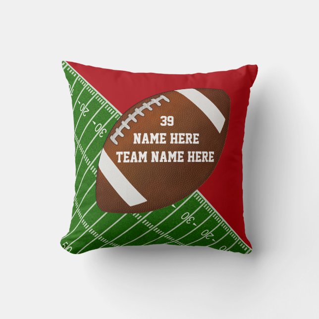 Red, White Personalised Football Team Gift Ideas Cushion (Front)