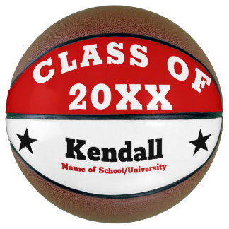 Red White Personalised Graduation Basketball