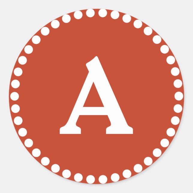 Red & White Personalised Monogram Envelope Seal (Front)