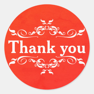 Red & White Personalised Thank You Classic Round S Sticker