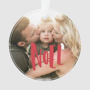 Red & White Photo Christmas Holiday Ornament