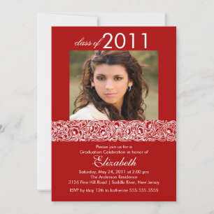 Red & White Photo Graduation Invitation