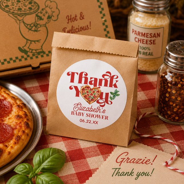Red White Pizza Themed  Classic Round Sticker (Red White Pizza Themed Classic Round Sticker)