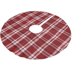 Red White Plaid Brushed Polyester Tree Skirt