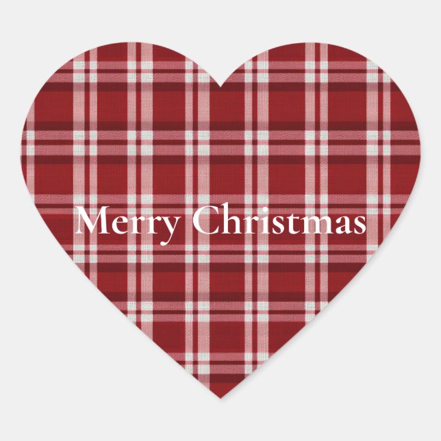 Red White Plaid Heart Sticker (Front)