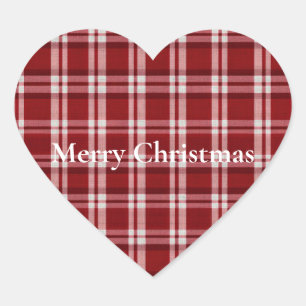 Red White Plaid Heart Sticker