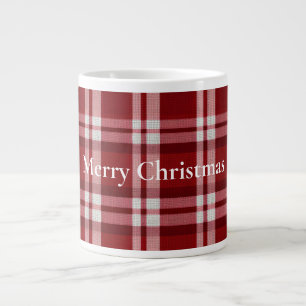 Red White Plaid Large Coffee Mug