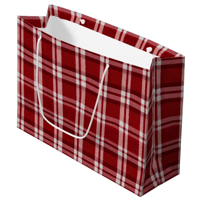 Red White Plaid Large Gift Bag (Front Angled)