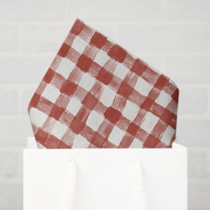 Red White Plaid Stripes Birthday Tissue Paper