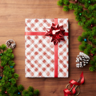 Red White Plaid Stripes Christmas Wrapping Paper