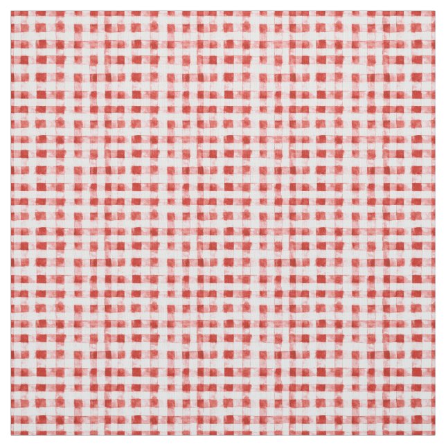 Red White Plaid Stripes  Fabric (Swatch)
