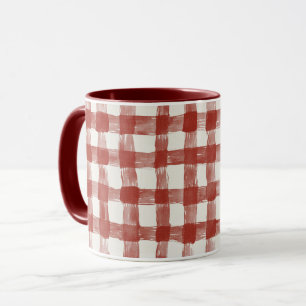 Red White Plaid Stripes Mug