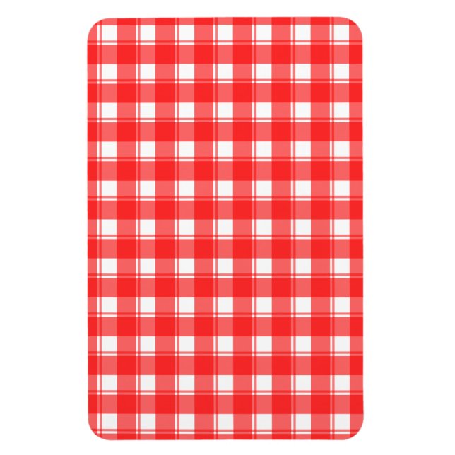 Red White Plaid Stripes Pattern Magnet (Vertical)