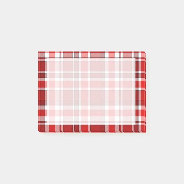 Red White Plaid Tartan Post-it Notes (Front)