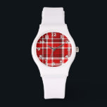 Red White Plaid Tartan Watch<br><div class="desc">This red and white plaid design has a repeating checked / tartan pattern that's lightly textured. It's a bright,  stylish plaid pattern.</div>