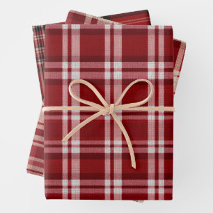 Red White Plaid Wrapping Paper Sheet