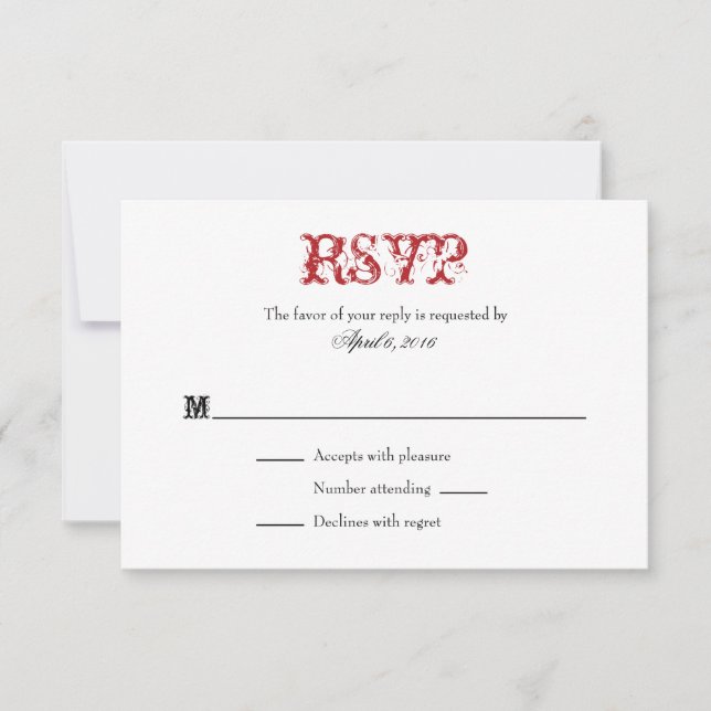Red White Plain Simple Wedding RSVP Cards (Front)