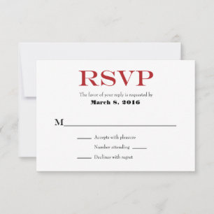 Red White Plain Simple Wedding RSVP Cards