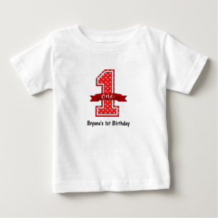 Red & White Polka Dot 1 One 1st Birthday Party Baby T-Shirt