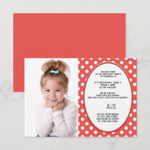 Red & White Polka Dot Birthday Party Photo Invite