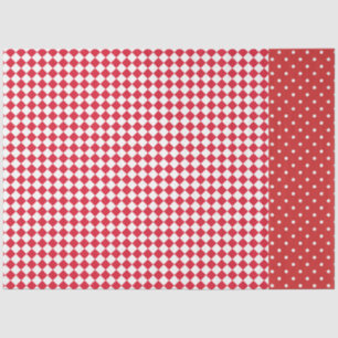 Red White Polka Dot Chequerboard Designer Tissue Paper