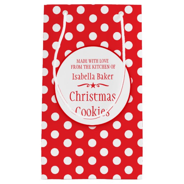 Red white polka dot cookie swap / baking gift bags (Front)