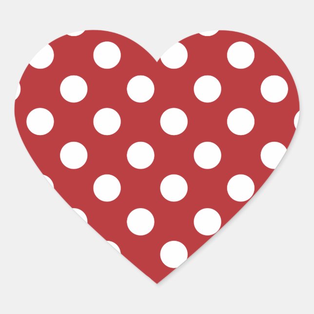 Red White Polka Dot Heart Sticker (Front)