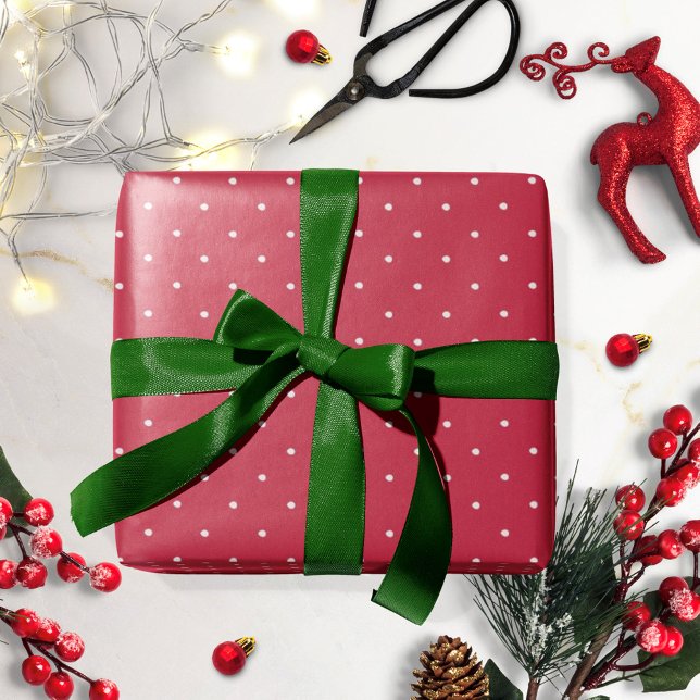 Red White Polka Dot Holidays Christmas  Wrapping Paper (Creator Uploaded)