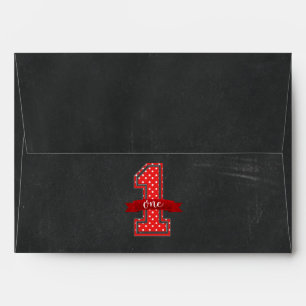 Red & White Polka Dot One 1st Birthday Invitation Envelope