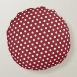 Red & White Polka Dot Round Pillows<br><div class="desc">Simple and elegant,  this Red & White Polka Dot Pattern Round Pillow is the perfect accent to your living room,  den or bedroom.  Mix and match the colours in every room in your house.</div>