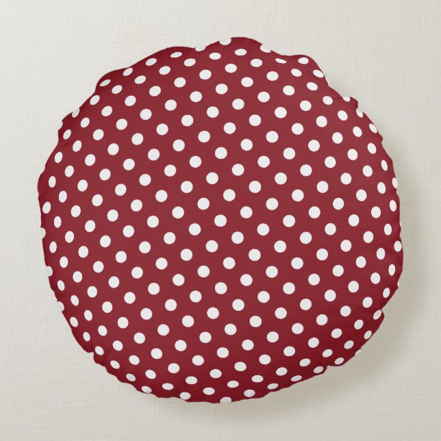 Red & White Polka Dot Round Pillows (Back)