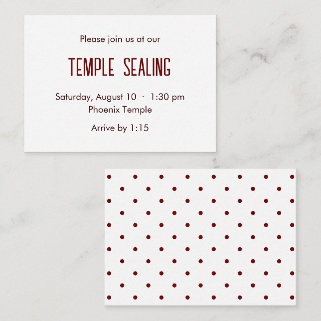 Red & White Polka Dot Temple Sealing Invitation (Front/Back)