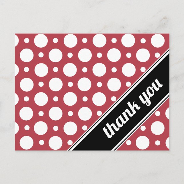 Red & White Polka Dot Thank You Postcards (Front)