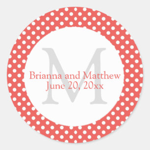 Red & White Polka Dot Wedding Favour Sticker