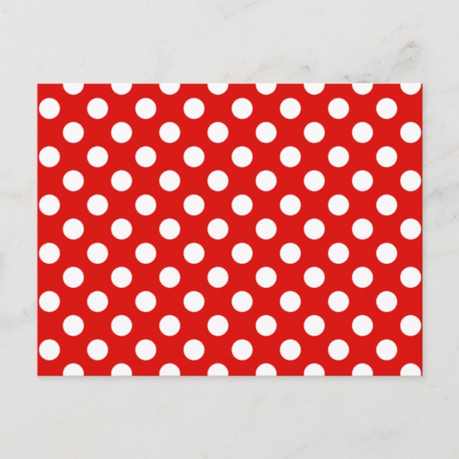 Red & White Polka Dot Wedding RSVP Postcard (Front)