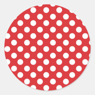 Red & White Polka Dots Birthday Party Classic Round Sticker
