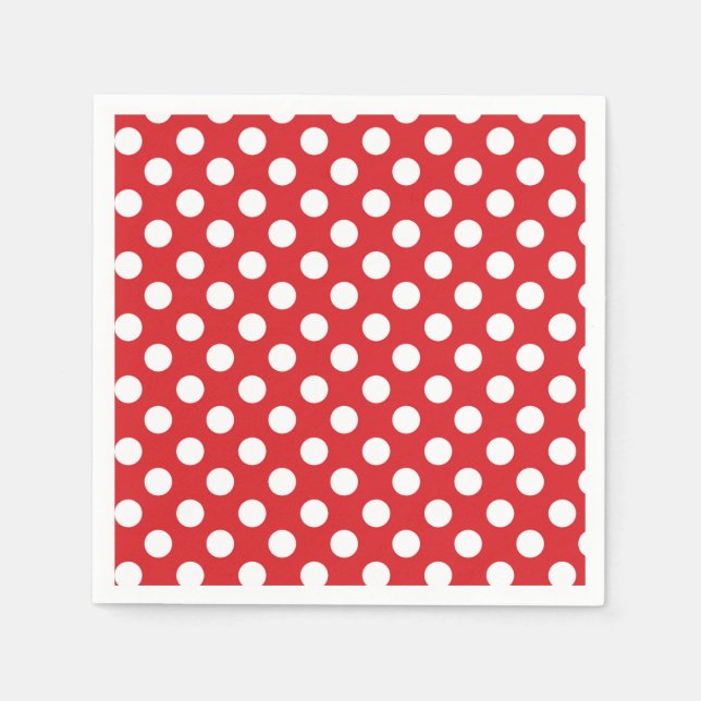 Red & White Polka Dots Birthday Party Napkin (Front)