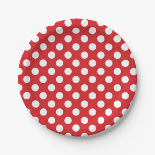 Red & White Polka Dots Birthday Party Paper Plate