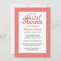 Red & White Polka Dots Bridal Shower Invitations