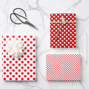 Red white polka dots Christmas Wrapping Paper Sheet