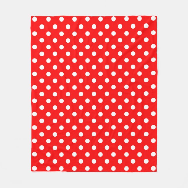 Red White Polka Dots Design Fleece Blanket (Front)