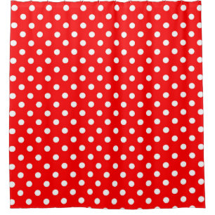 Red White Polka Dots Design Shower Curtain