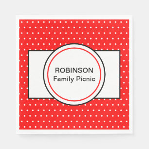 Red White Polka Dots Family Picnic Napkin
