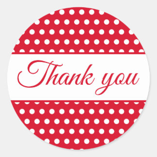 Red white polka dots minimal classic round sticker