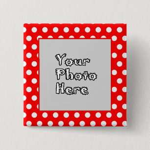 Red & White Polka Dots Photo Frame 15 Cm Square Badge