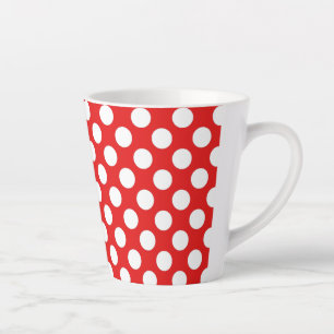Red White Polka Dots Retro Pattern Design Latte Mug