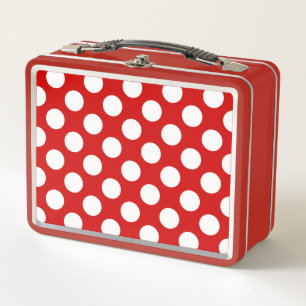 Red White Polka Dots Retro Pattern Metal Lunch Box