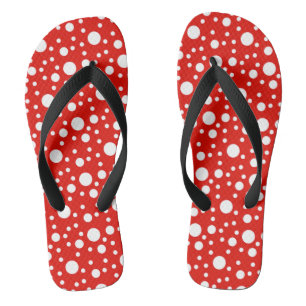 Red White Polka Dots Spot Flip Flops